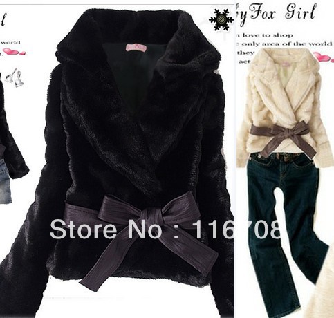 Fast China post air mail 2012 hot-selling autumn and winter luxury ultra soft faux thin outerwear coat for women pc-016