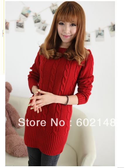 Fast free shipping by Swiss Post Air Mail 1pcs /lot women's sweater slim thickening medium-long sweater basic sweater