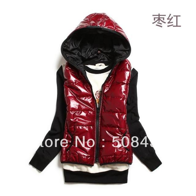 Fast Free Shipping by Swiss Post Air Mail autumn winter women vest coat with hood fashion lady Outerwear