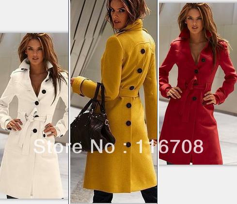 Fast shipping 2013 new mustard yellow and cut fashionable cashmere coat/wind coat JK006