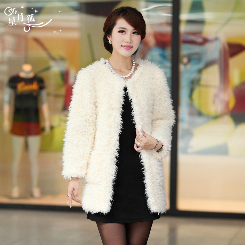 Faux berber fleece berber fleece outerwear plush overcoat fur coat