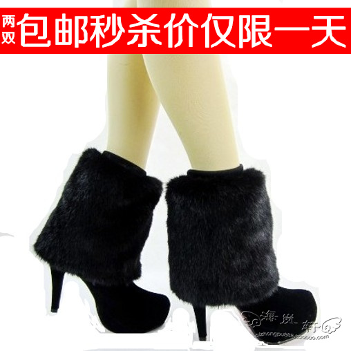 Faux Fur Booties Boot Covers Ankle Sock Leg Cover Wool Socks Shoes Cover Black Mink Fur Socks Free Shipping