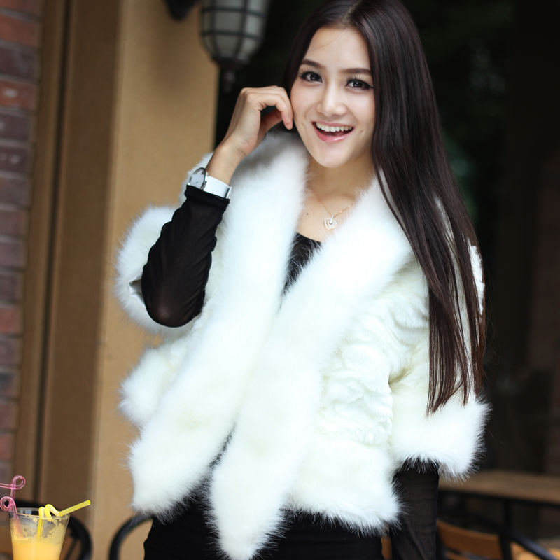 Faux fur coat fox fur short jacket cape vest