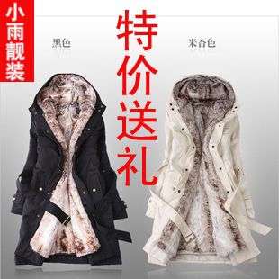 Faux Fur Lining Jacket Detachable,Winter Women's Fur Hoodies Coat,3 Colors,5 Size,Free Shipping