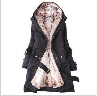 Faux fur lining women's fur coats winter warm long coat jacket clothes wholesale Free Shipping 88(811)