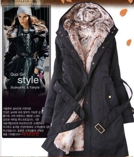 Faux fur lining women's fur coats winter warm long coat jacket clothes wholesale Free Shipping Y0749