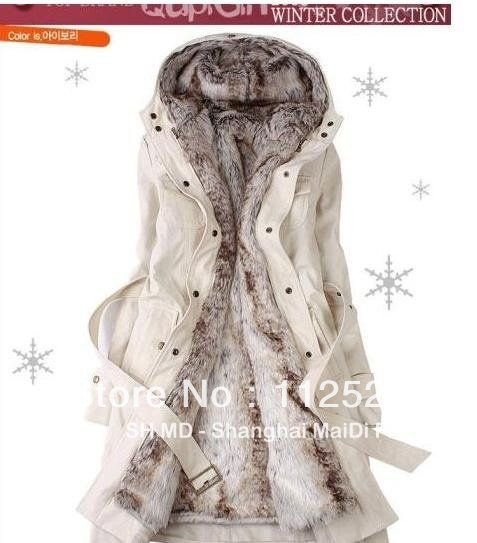 Faux fur lining women's fur Hoodies Ladies coats   C13081AL   winter warm long coat jacket clothes Free Shipping