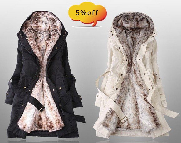 Faux fur lining women's fur Hoodies Ladies coats winter warm long coat jacket clothes