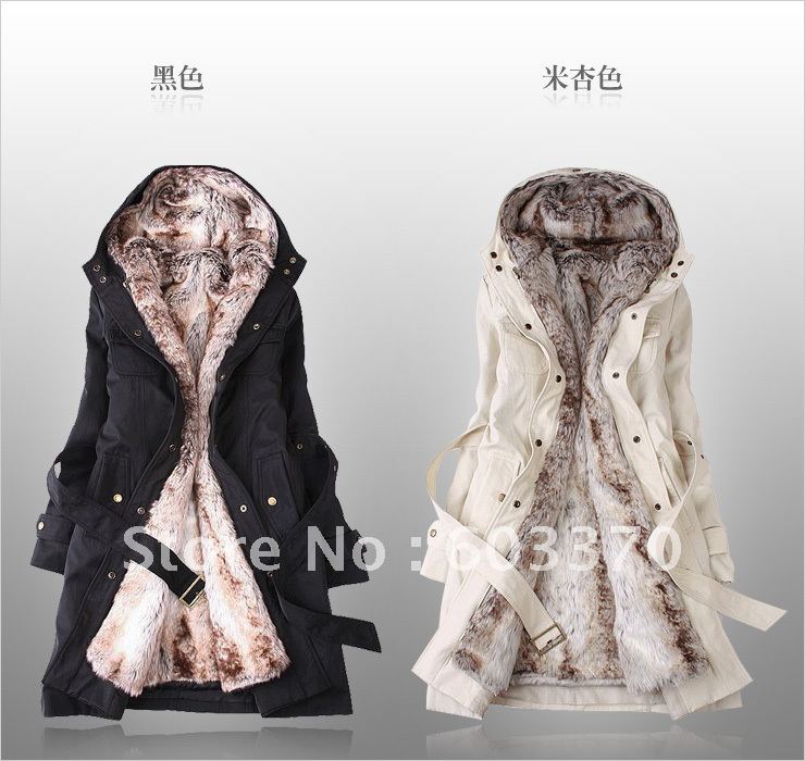 Faux fur lining women's fur Hoodies Ladies coats winter warm long coat jacket clothes womens Fur jacket