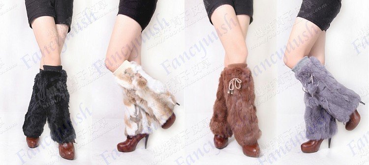 FAUX FUR MUFF boot cover  leg warmer kneecap RABBIT FUR 40cm long