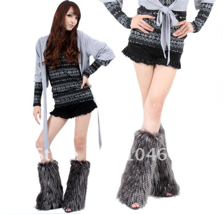 FAUX FUR MUFF boot cover leg warmer kneecap20CM /30CM /40cm   long style mix colors