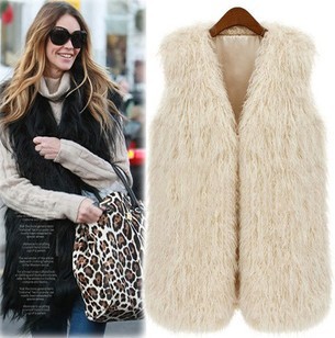 Faux Fur Vest Warm Tassel Long Jackets Women Coats Tank Sleeveless V-neck Chic Tops Casual Outwear Ladies' Leisure Fur Waistcoat