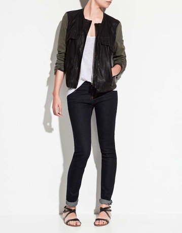 faux leather jacket with patckwork and contrast color free shippinng for epacket and china post air mail