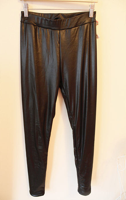 Faux leather pants basic trousers liner plus velvet thickening velvet black