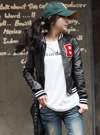 Faux leather women winter jacket and shorts o-neck cool jacket PU clothing