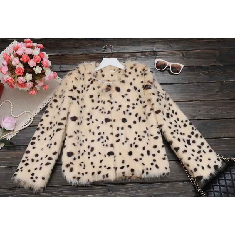 Faux leopard print outerwear slim plus size outerwear o-neck long-sleeve casual women's