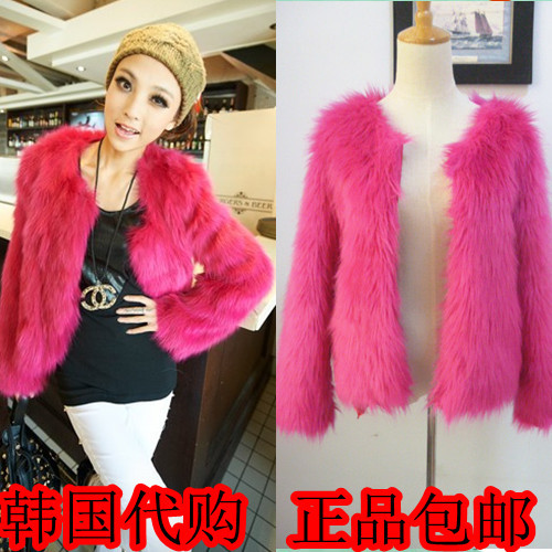 Faux short jacket outerwear multicolour fur thickening outerwear