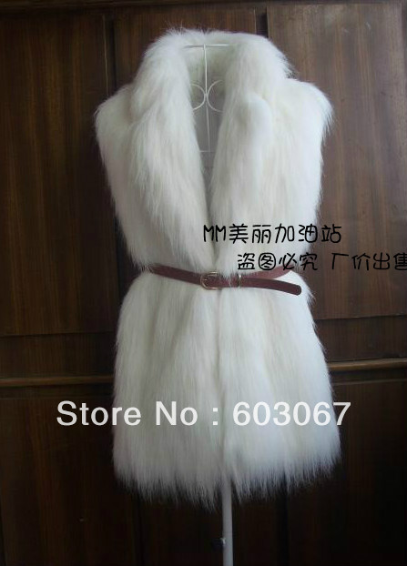 Faux vest big collar medium-long vest large lapel long vest fur coat thick fur vest