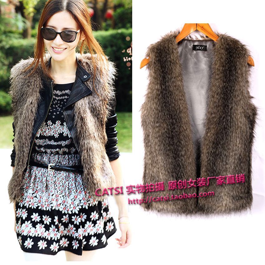 Faux vest wool sweater vest top female fashion