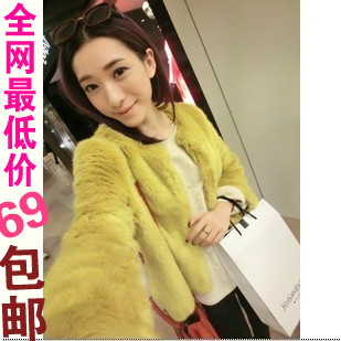 Faux women's outerwear thickening outerwear fur overcoat short design outerwear female