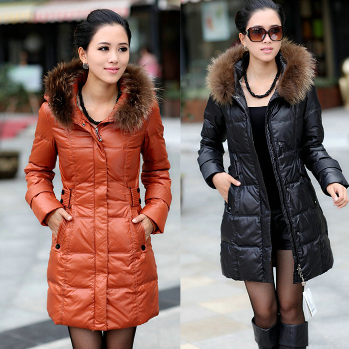 FedEx free shipping 2013 winter YALU women's down coat long design women's down coat outerwear detachable fur collar