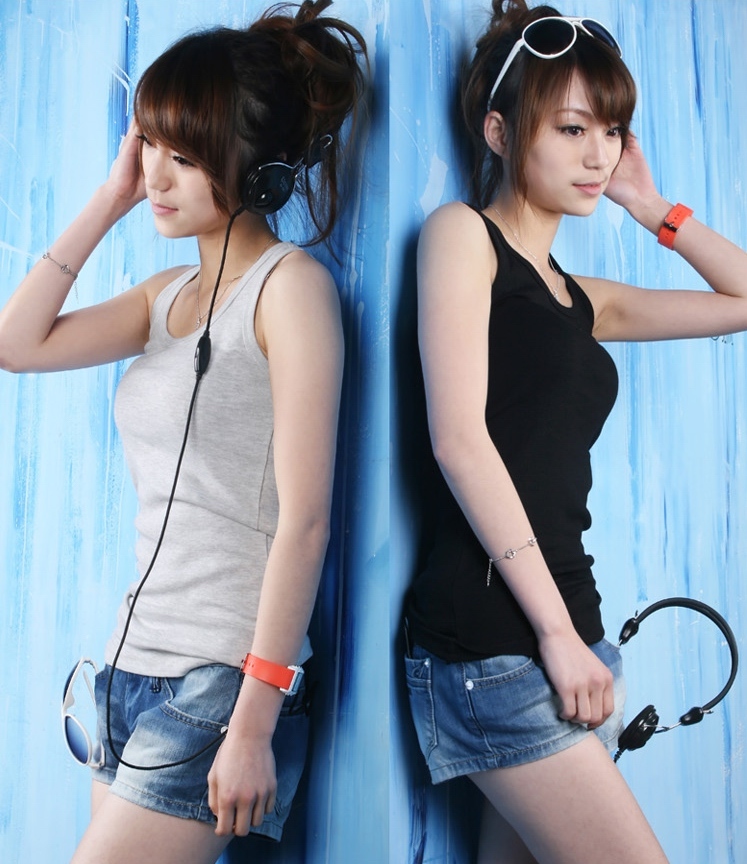 Female 100% cotton tank 100% cotton basic shirt basic long design spaghetti strap