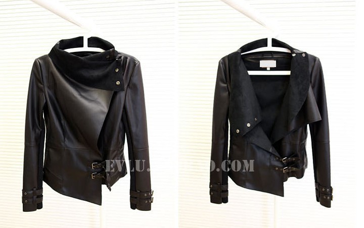 Female 2012 autumn and winter fashion PU clothing short design motorcycle coat slim black long-sleeve turn-down collar