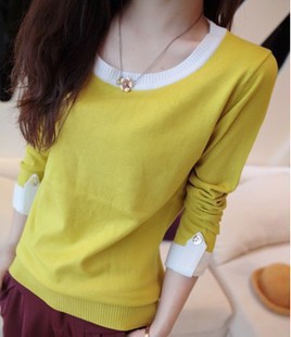 Female 2013 spring all-match low collar basic sweater basic sweater shirt long-sleeve sweater