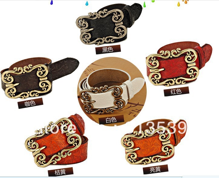 Female belt fashion genuine leather lucky buckle genuine leather strap women's cowhide women's belt vintage