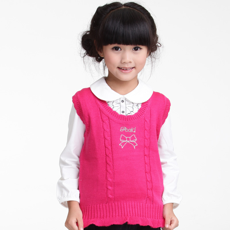 Female child o-neck vest wool-knitted 199 - 322346025