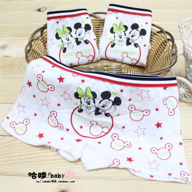 Female child trunk MICKEY MINNIE cartoon child 100% cotton small panties baby boxer shorts