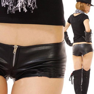 Female costume steel pipe ultra-low-waisted leather sexy shorts jazz super shorts