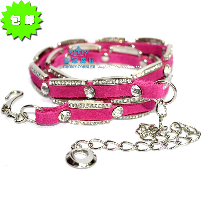 Female fashion diamond crystal waist decoration belly chain rhinestone clothes decoration genuine leather