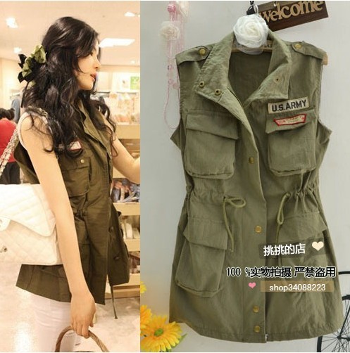 Female fashion military olive improved version tooling vest