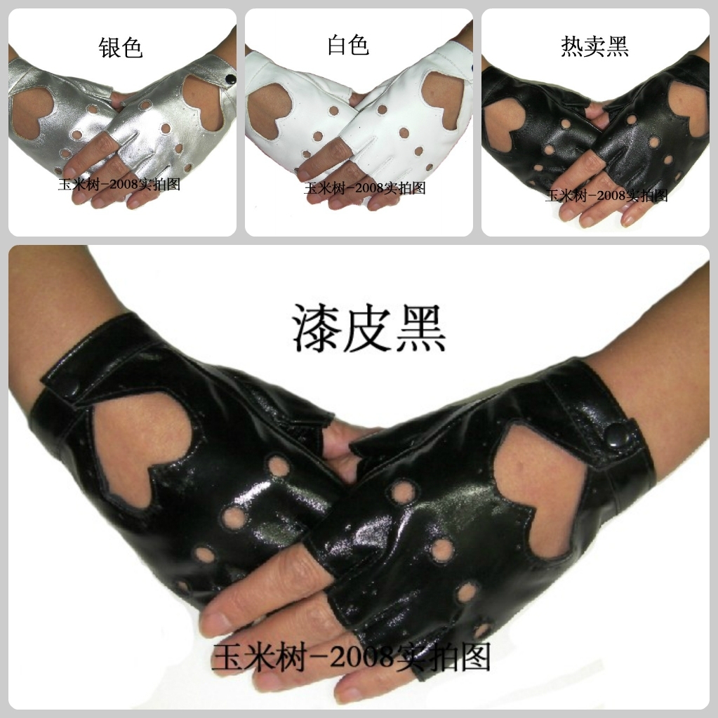 Female half finger leather gloves sports fitness gloves hip-hop gloves motorcycle