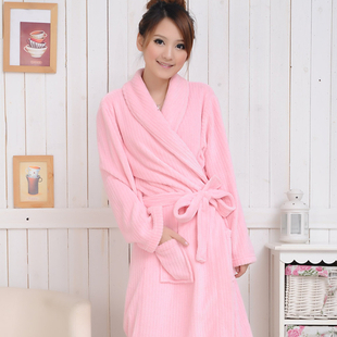 female pink coral fleece sleepwear robe bathrobes for women's home wear sleeping cloth Nightwear Sleepwear pajamas lounge XSJ018