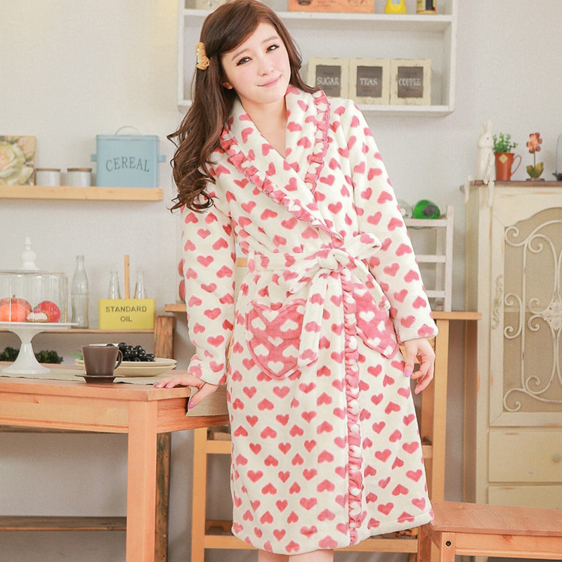 Female robe coral fleece autumn and winter thickening winter sleepwear lounge a576