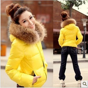 Female short design 2012 wadded jacket candy color slim thickening fur collar cotton-padded jacket 996 ,Free shipping