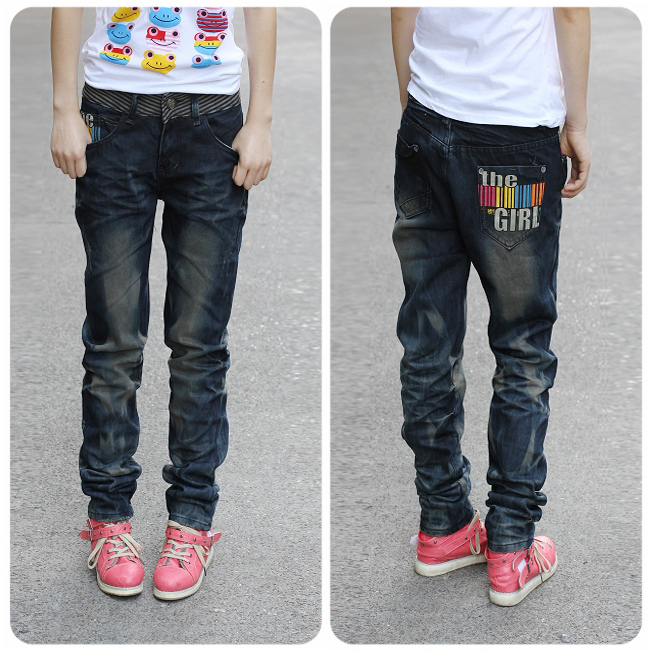 Female street loose harem pants baggies hiphop jeans lovers pants plus size 7929 pants