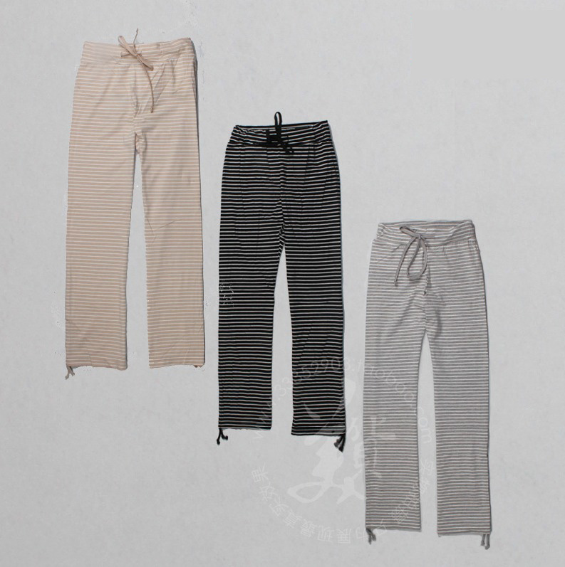 Female stripe elastic pants casual lounge pants body shaping elastic