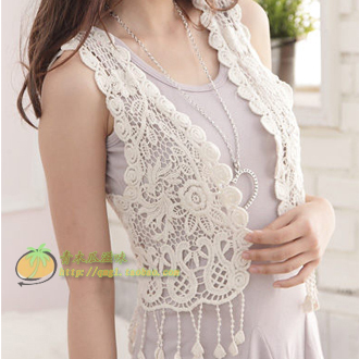 Female summer all-match cutout crochet small cape crotch bohemia tassel small shrug cardigan