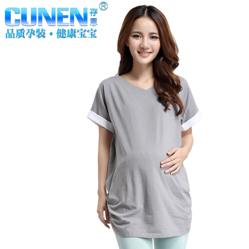 Female summer short-sleeve V-neck maternity clothing cotton top t-shirt 22065