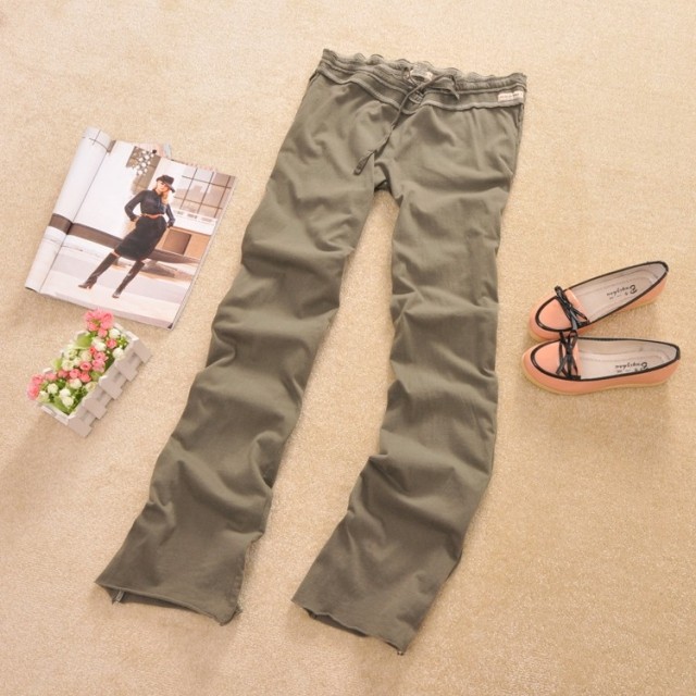 Female summer trousers 100% cotton lounge pants morning pants sports drawstring pants pajama pants 0.25