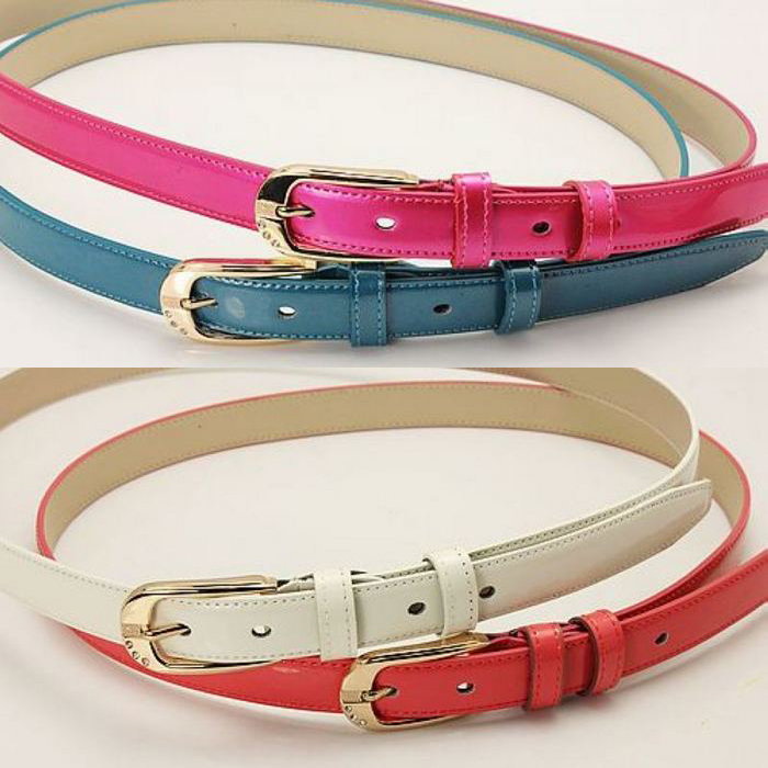 Female thin all-match belt strap female fashion casual genuine leather candy color japanned leather strap belt