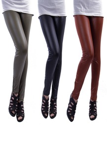 Female trousers all-match matt faux leather pants legging pencil pants chromophous