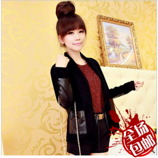 Female winter autumn and winter fashion back patchwork pocket long-sleeve straight short jacket