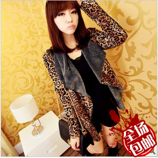 Female winter autumn and winter fashion irregular casual all-match leopard print short jacket