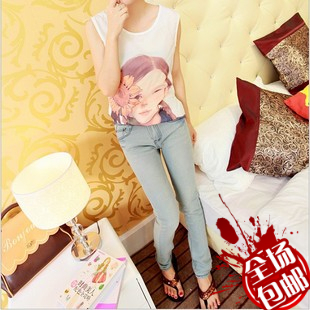 Female winter autumn and winter wearing white jeans trousers female trousers pencil pants