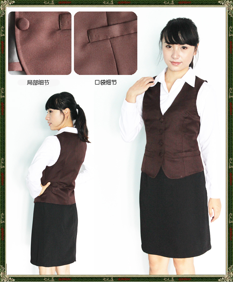 Female work wear vest 1000809 coffee waiter uniform vest