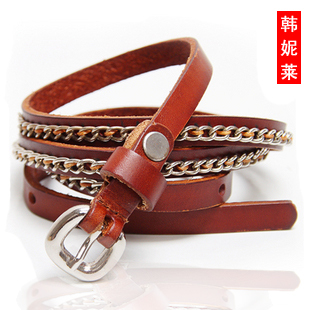 First layer of cowhide strap belly chain decoration women's belt genuine leather thin belt yk-np0059